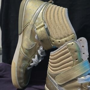 Nike Gold High-Top Sneakers with Quilted Design